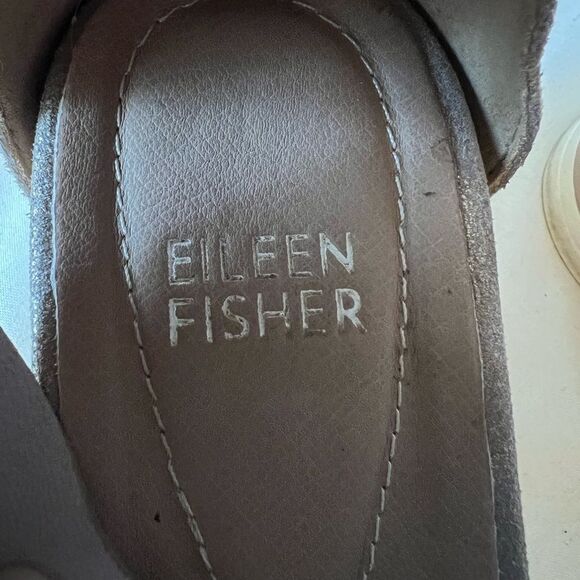 Eileen Fisher Women's Sport Platinum Frozen Metallic Suede Sandals Sz 8.5 - Picture 15 of 16